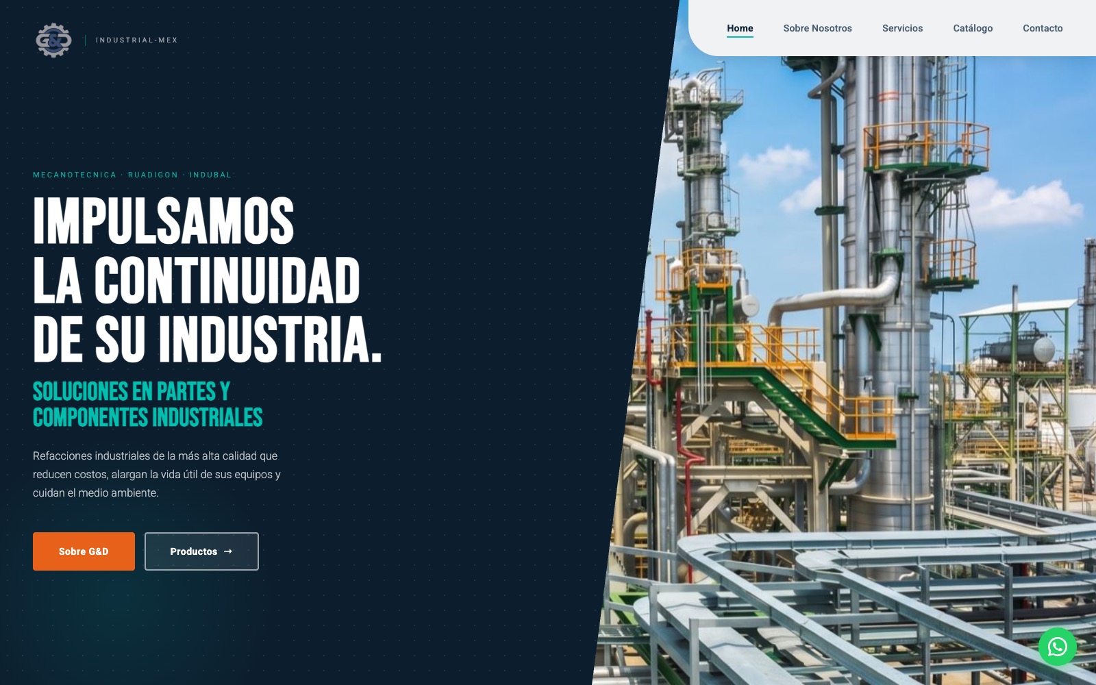Sitio web de G&D Industrial-Mex, refacciones industriales en México